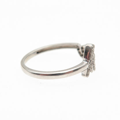 925 Sterling Silver Real Round-Cut Diamond Love Ring Size 7