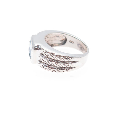 CLYDE DUNEIER CID 925 Sterling Silver Vintage Real Blue Topaz Ring Size 6.75