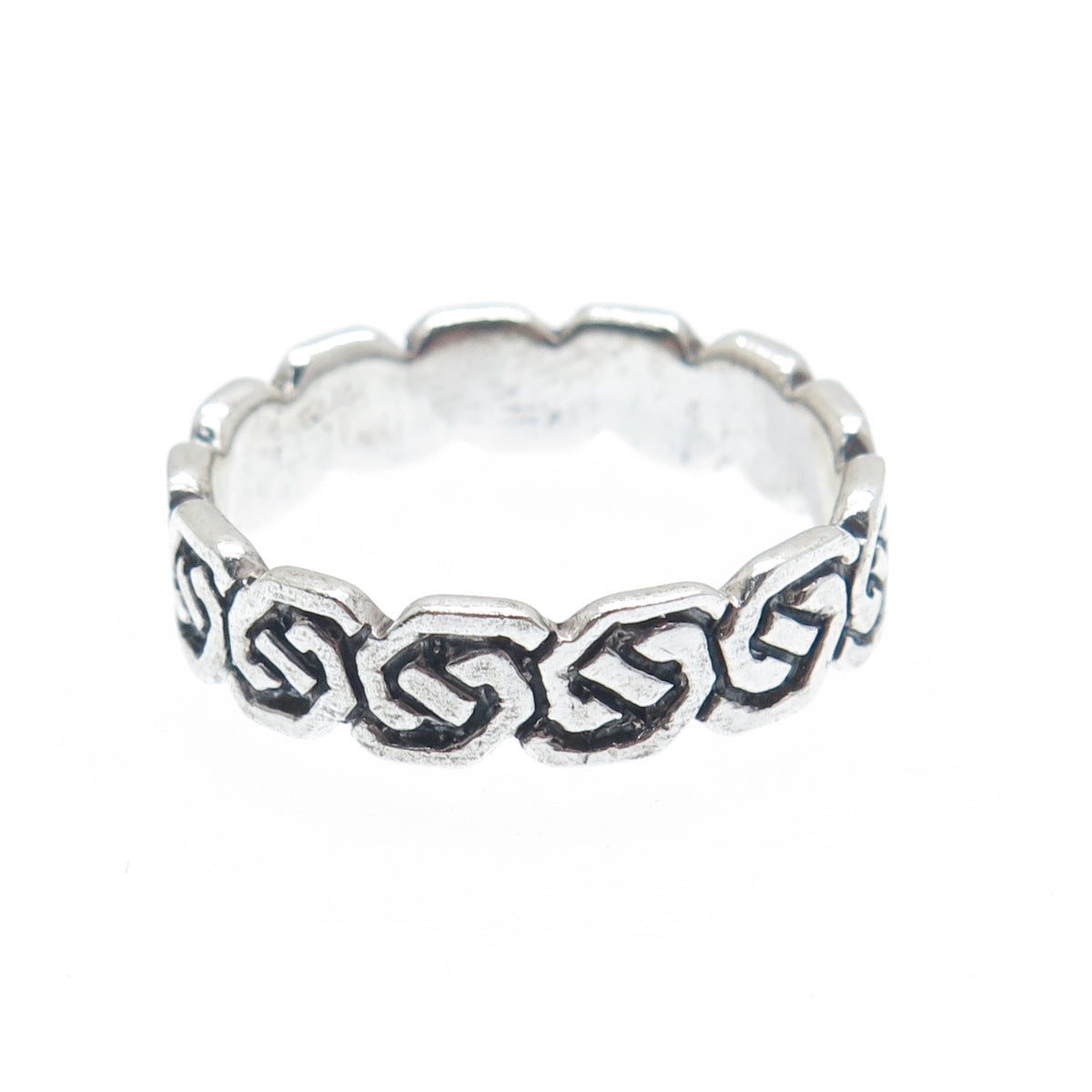 925 Sterling Silver Vintage Celtic Knot Oxidized Band Ring Size 9