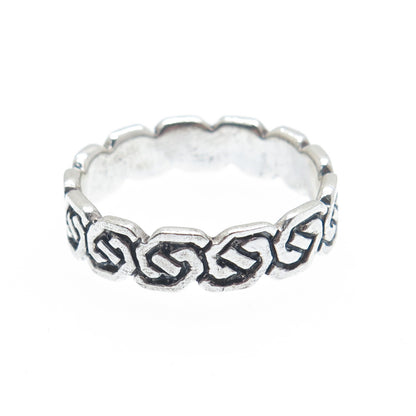 925 Sterling Silver Vintage Celtic Knot Oxidized Band Ring Size 9