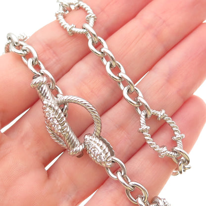Judith Ripka Sterling Silver Real Smoky Quartz & C Z Fleur de Lis Necklace 18"