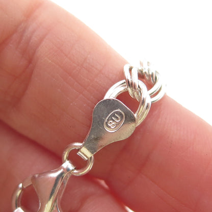 925 Sterling Silver Vintage Italy Double Curb Link Bracelet 7.25"