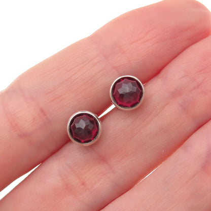 Pandora 925 Sterling Silver Red Crystal January Birthstone Stud Earrings