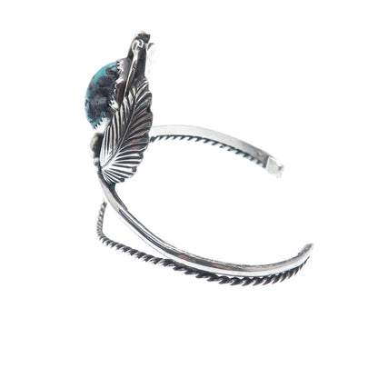 MELISSA YAZZIE Old Pawn 925 Sterling Turquoise & Coral Adjustable Bracelet 6.75"