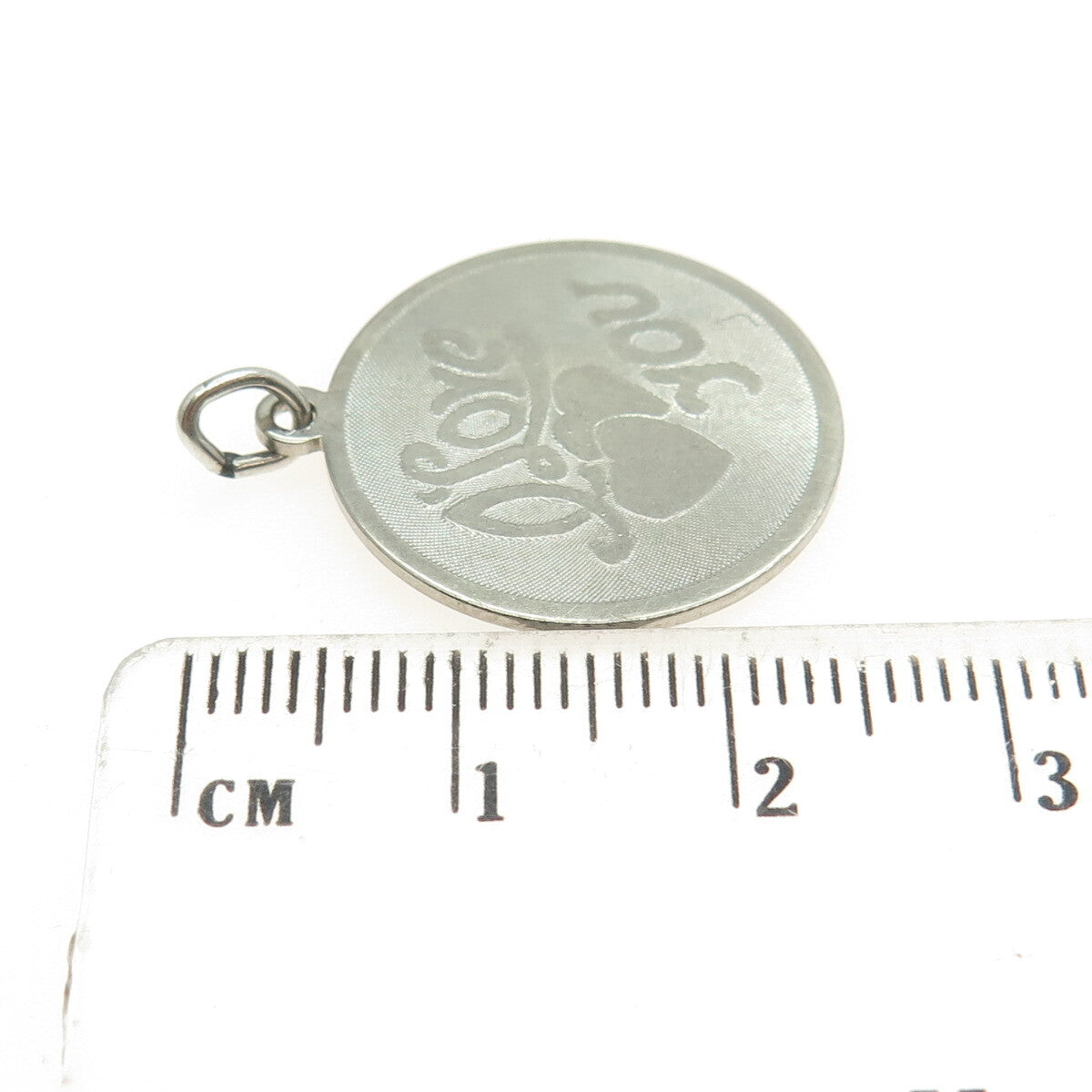 DANECRAFT 925 Sterling Silver Vintage "I Love You" Round Pendant
