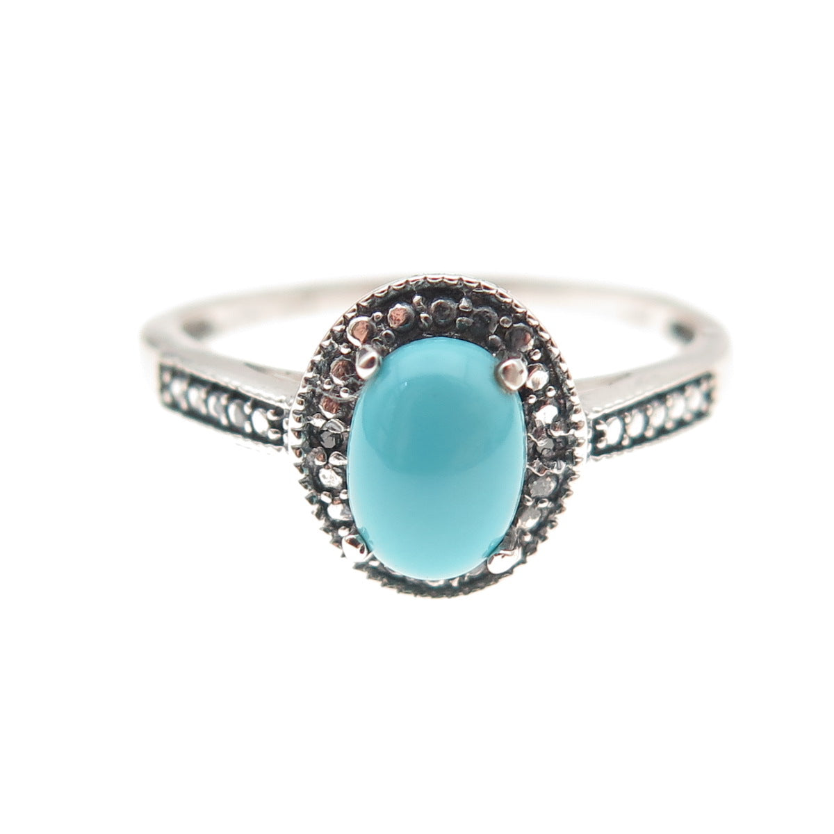 Chuck Clemency 925 Sterling Silver Real Diamond & Turquoise Ring Size 8