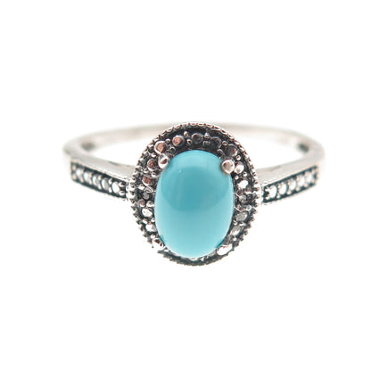 Chuck Clemency 925 Sterling Silver Real Diamond & Turquoise Ring Size 8