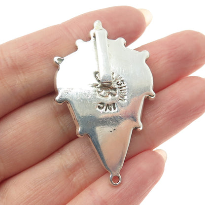ELYSIUM INC. 925 Sterling Silver Vintage Real Jasper Modernist Pendant