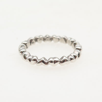 PANDORA 925 Sterling Silver Row of Hearts All Around Band Ring Size 5.25