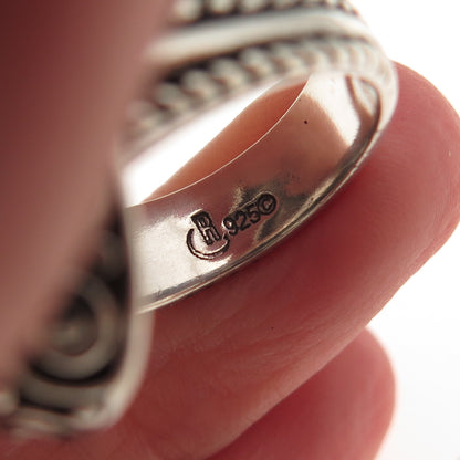 Carolyn Pollack 925 Sterling Silver Vintage Real Rhodonite Spiral Ring Size 7.5