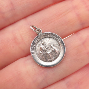 925 Sterling Silver Vintage First Holy Communion Mini Charm Pendant