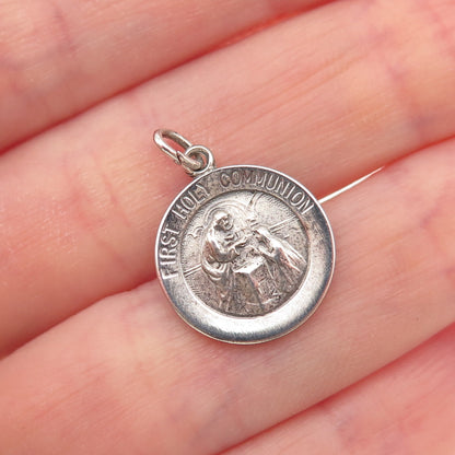 925 Sterling Silver Vintage First Holy Communion Mini Charm Pendant
