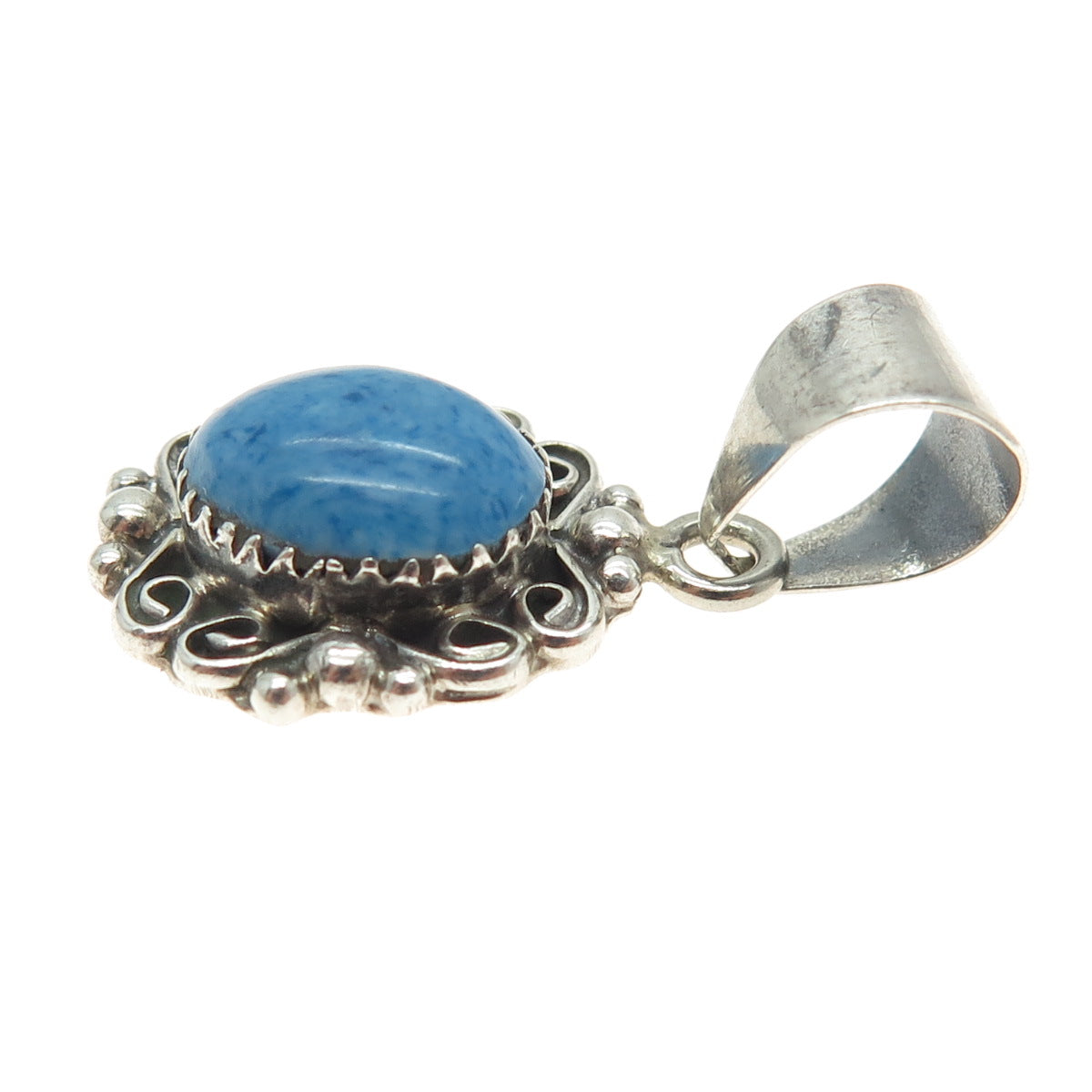 NELSON BURBANK 925 Sterling Silver Vintage Southwestern Denim Lapis Gem Pendant