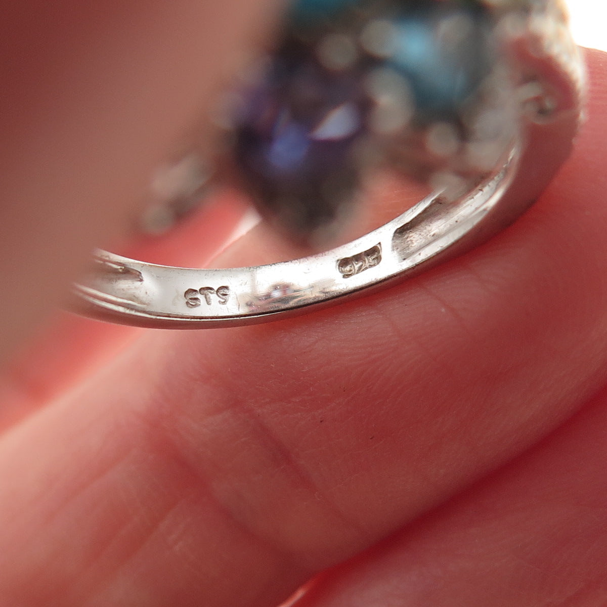 Chuck Clemency 925 Sterling Silver Real Turquoise & Multi-Color Gem Ring Size 8