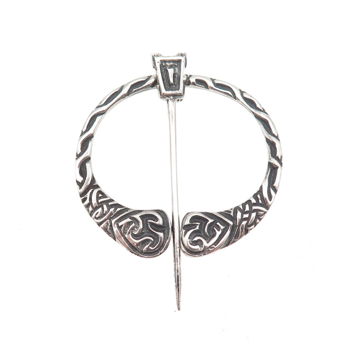 925 Sterling Silver Antique Art Deco Scottish Oxidized Iona Kilt Pin