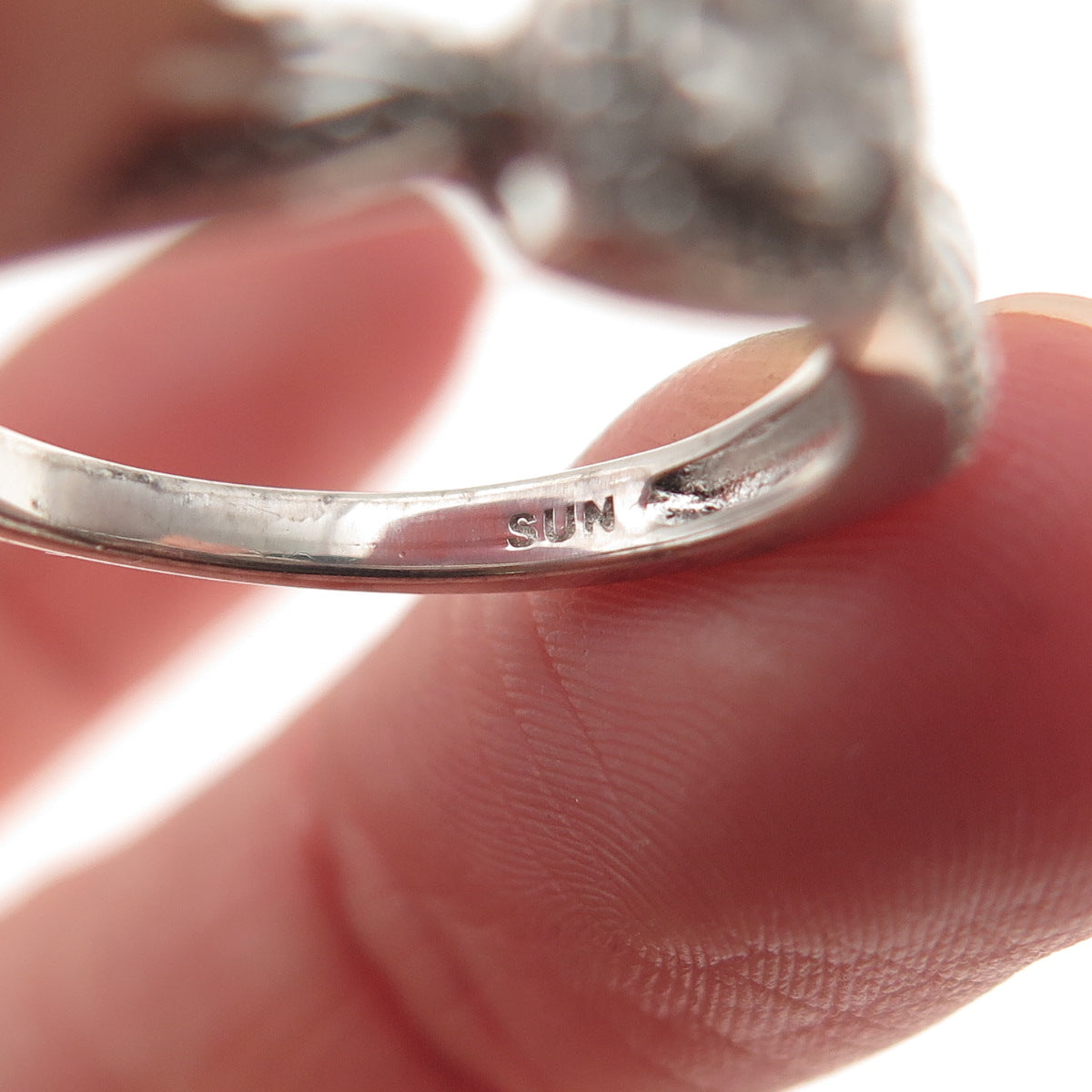 Sun 925 Sterling Silver Real Round-Cut Diamond Engagement Ring Size 7
