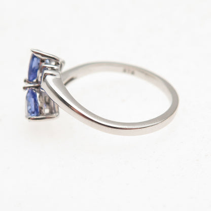 Chuck Clemency 925 Sterling Silver Real Tanzanite Bypass Ring Size 7.25