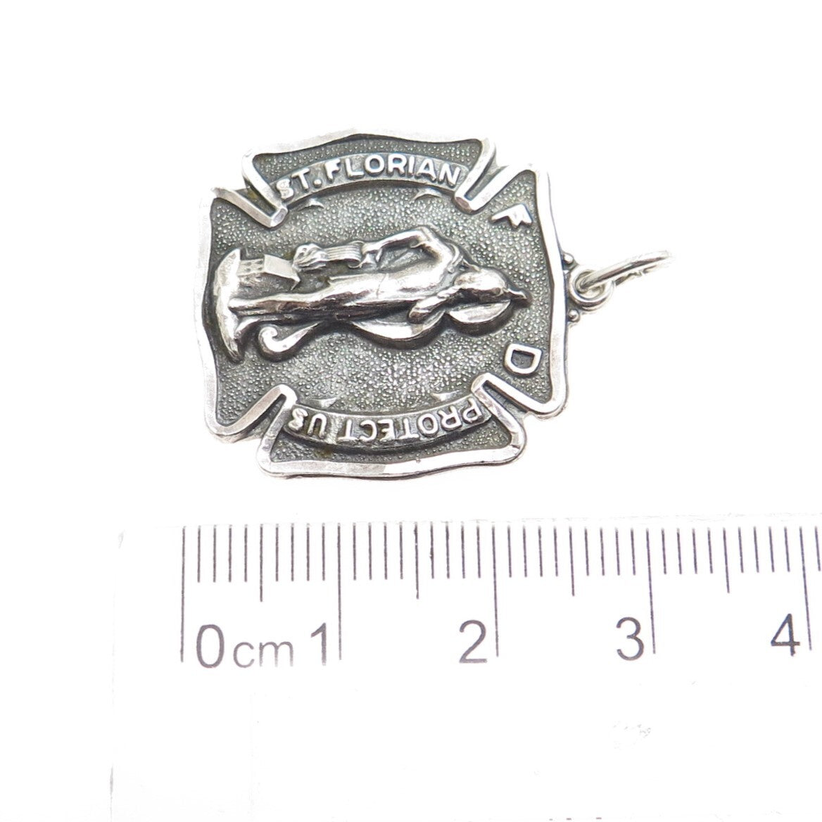 CREED 925 Sterling Silver Antique Art Deco St. Florian Religious Pendant
