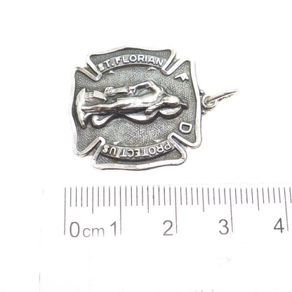 CREED 925 Sterling Silver Antique Art Deco St. Florian Religious Pendant