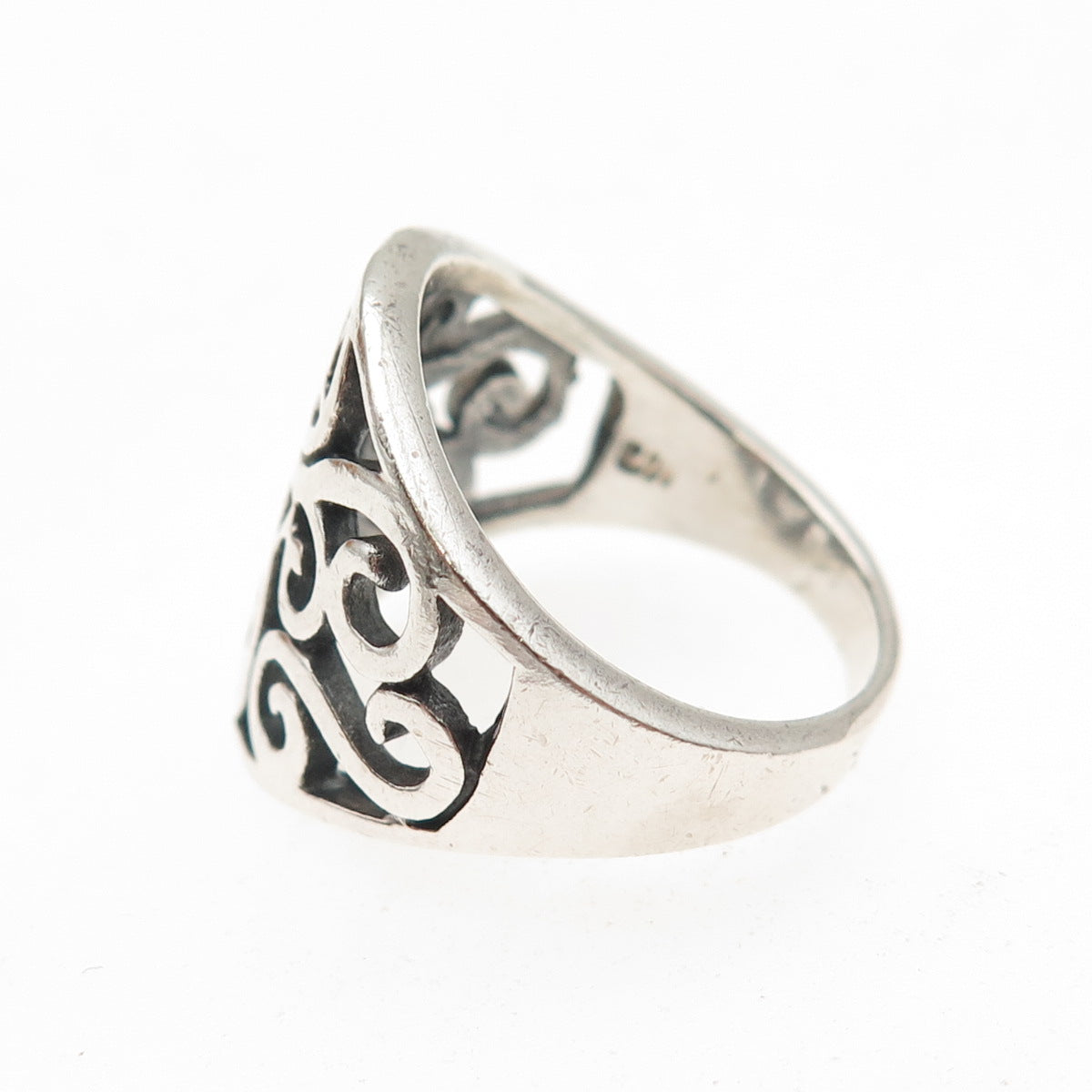 Charles Winston 925 Sterling Silver Vintage Swirl Oxidized Ring Size 6