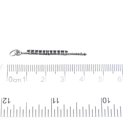 925 Sterling Silver Vintage Flute Music Instrument Oxidized Charm Pendant