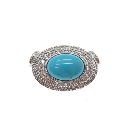 JUDITH RIPKA 925 Sterling Silver Real Tyrone Turquoise & C Z Slide Pendant