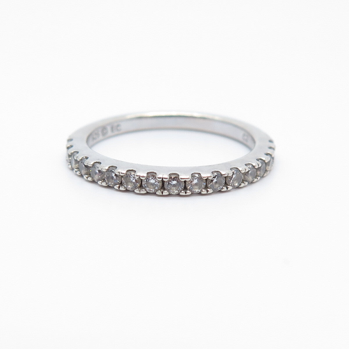 925 Sterling Silver C Z Half Eternity Ring Size 6.75
