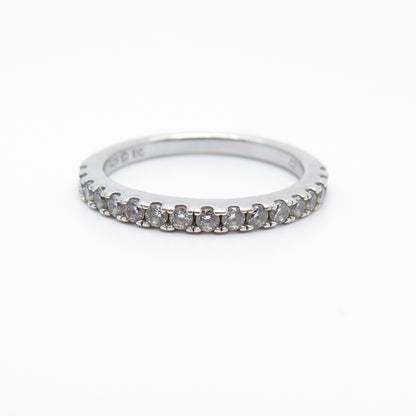 925 Sterling Silver C Z Half Eternity Ring Size 6.75