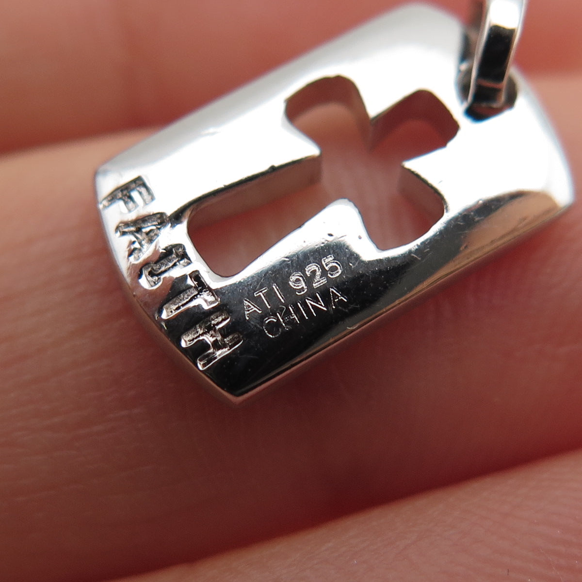 ANNIKA WITT 925 Sterling Silver Round-Cut C Z Cross Tag Mini Charm Pendant