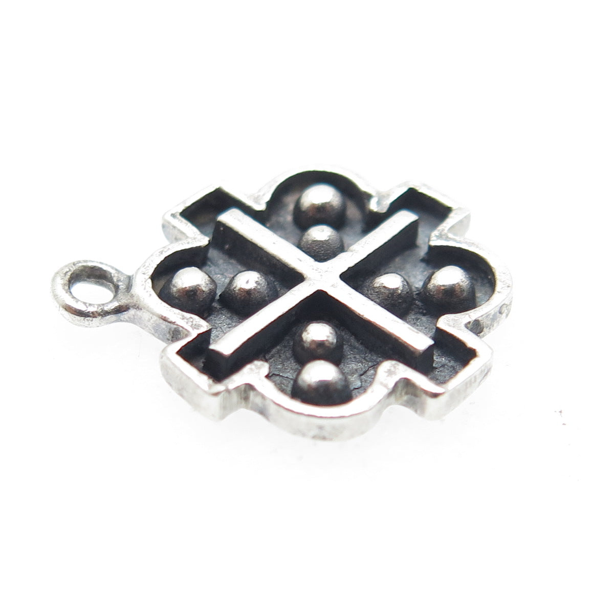 925 Sterling Silver Vintage "X" Modernist Oxidized Pendant