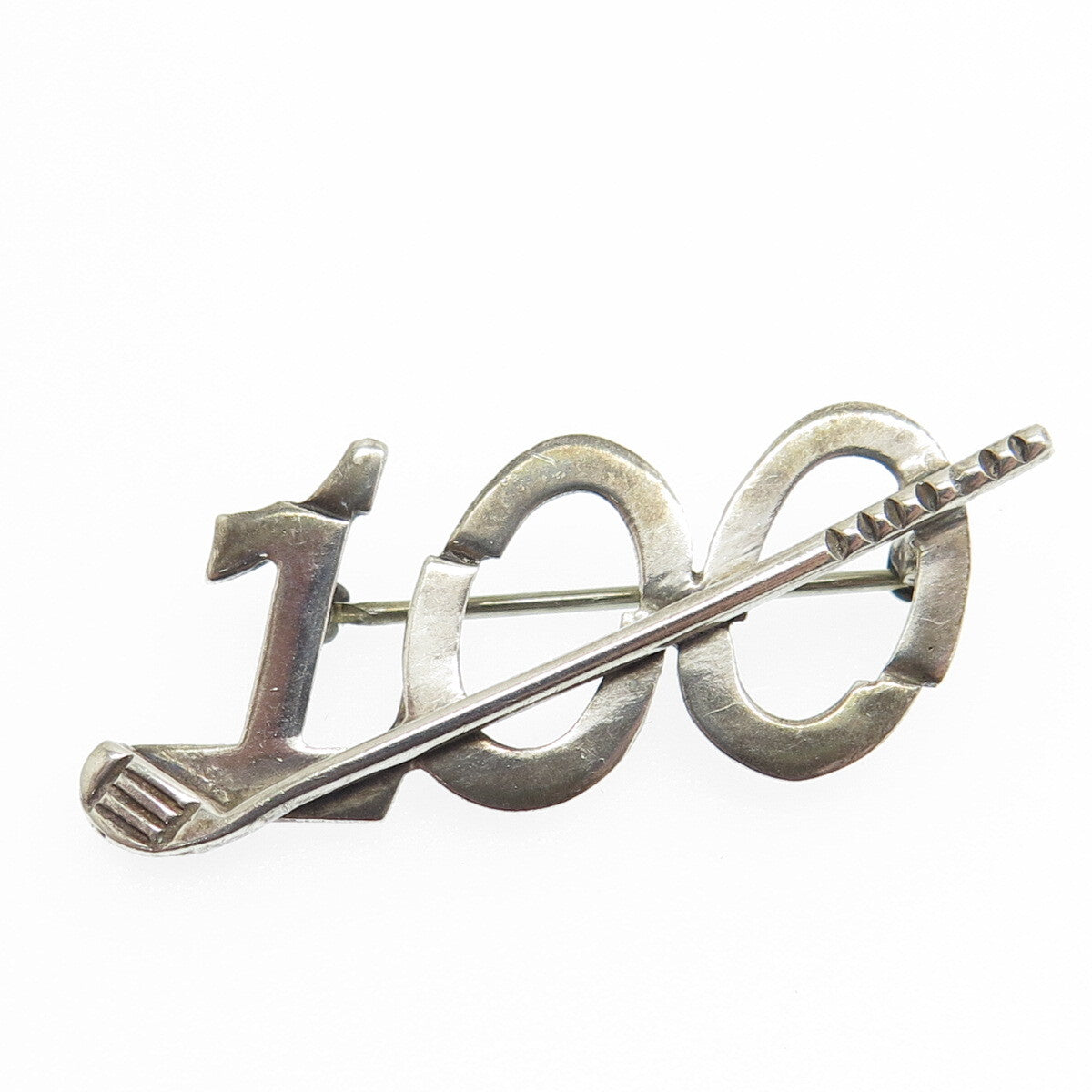 LEONORE DOSKOW 925 Sterling Silver Vintage Broke 100 Golf Pin Brooch