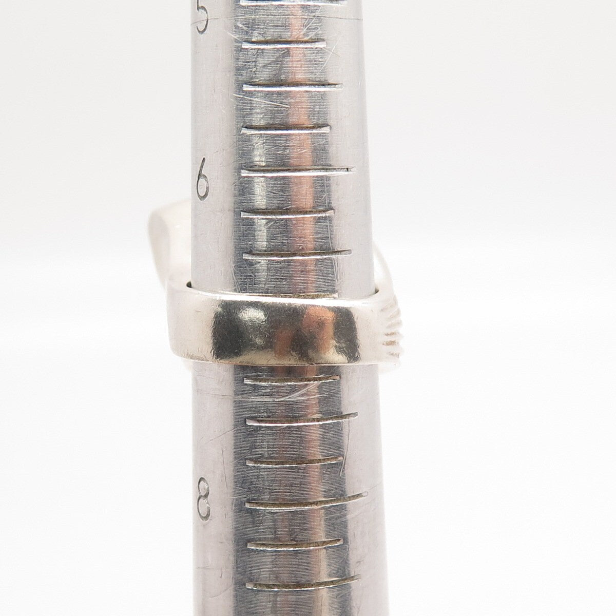 925 Sterling Silver Vintage Kemi Ribbed Wide Ring Size 7.25
