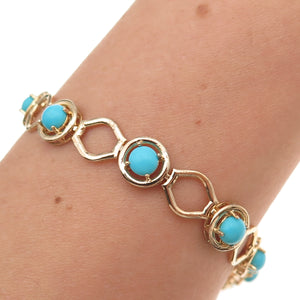 D'Joy Sterling Silver Gold Plated Real Sleeping Beauty Turquoise Bracelet 7.5"