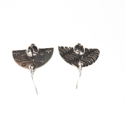 Joe Cajero 925 Sterling Silver Vintage Nurtured By Prayer Dangle Earrings