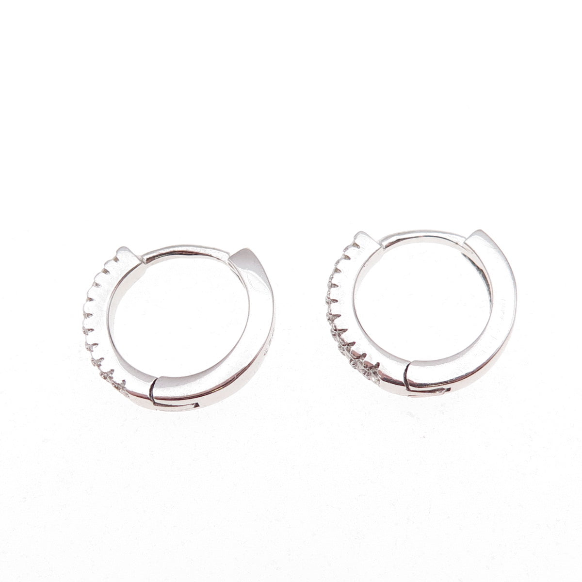 925 Sterling Silver Round-Cut C Z Hoop Earrings