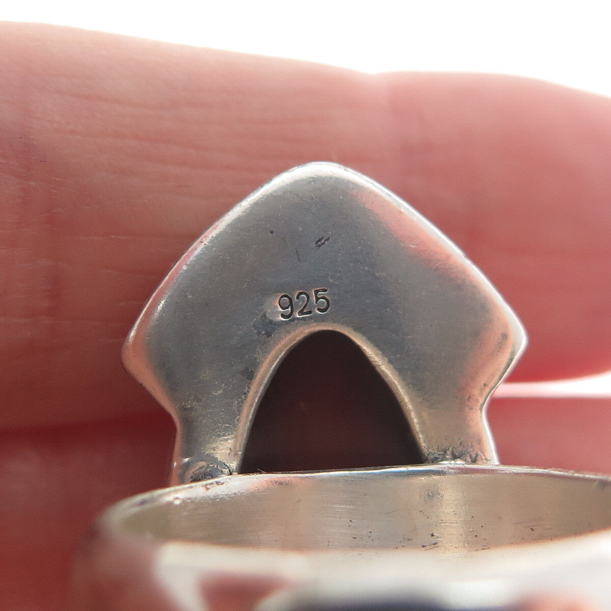 925 Sterling Silver Vintage Real Carnelian Modernist Arrow Ring Size 8
