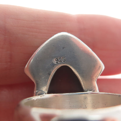 925 Sterling Silver Vintage Real Carnelian Modernist Arrow Ring Size 8