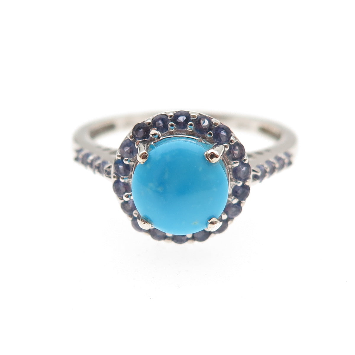 Chuck Clemency 925 Sterling Silver Real Turquoise & Tanzanite Ring Size 8.25