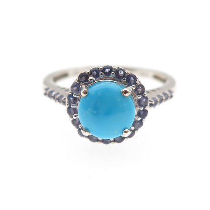 Chuck Clemency 925 Sterling Silver Real Turquoise & Tanzanite Ring Size 8.25