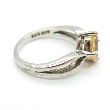 925 Sterling Silver Real Oval-Cut Citrine Ring Size 6.25