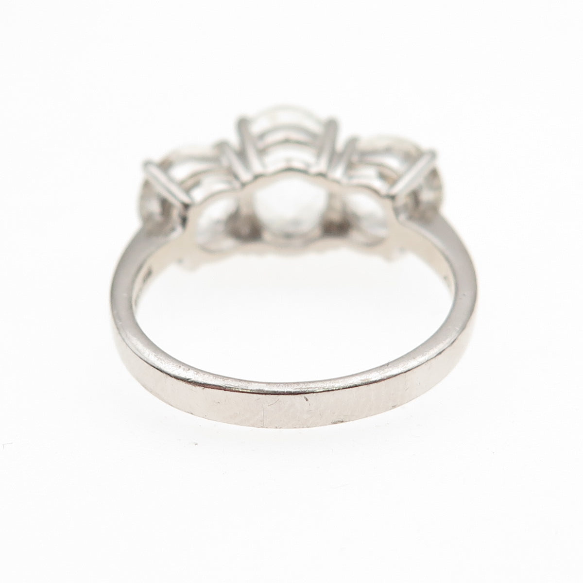 925 Sterling Silver Real Oval & Round-Cut White Topaz Engagement Ring Size 7