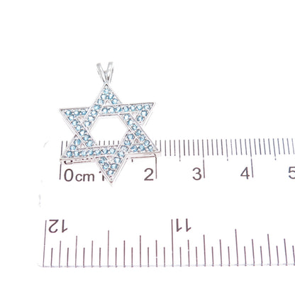UNCAS 925 Sterling Silver Round-Cut Blue C Z Star of David Charm Pendant
