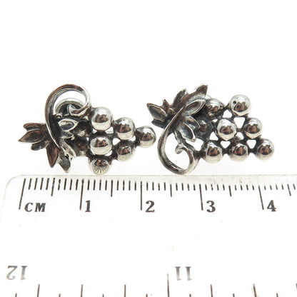 925 Sterling Silver Antique Art Deco Bunch of Grapes Screw Back Earrings