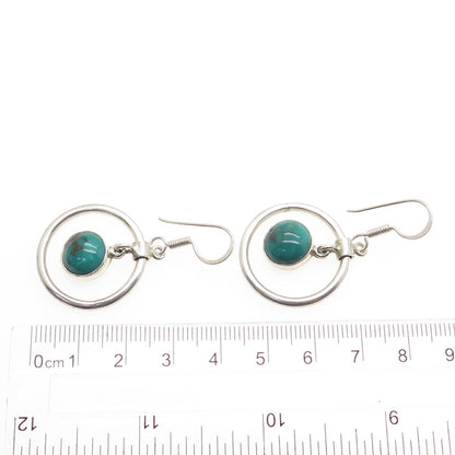 CHARLES ALBERT 925 Sterling Silver Vintage Kingman Turquoise Modernist Earrings