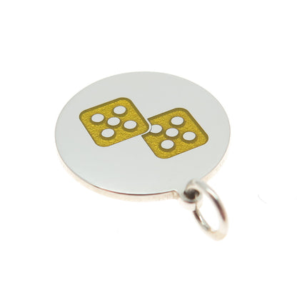 925 Sterling Silver Yellow Enamel Dice for Good Luck Charm Pendant