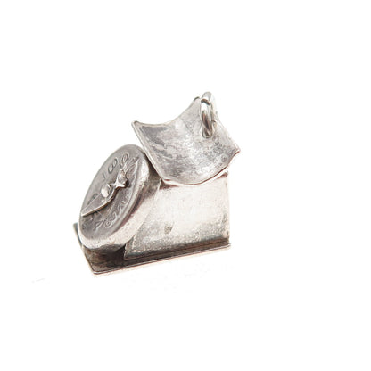 925 Sterling Silver Antique Art Deco Mexico Scale Oxidized 3D Mini Charm Pendant