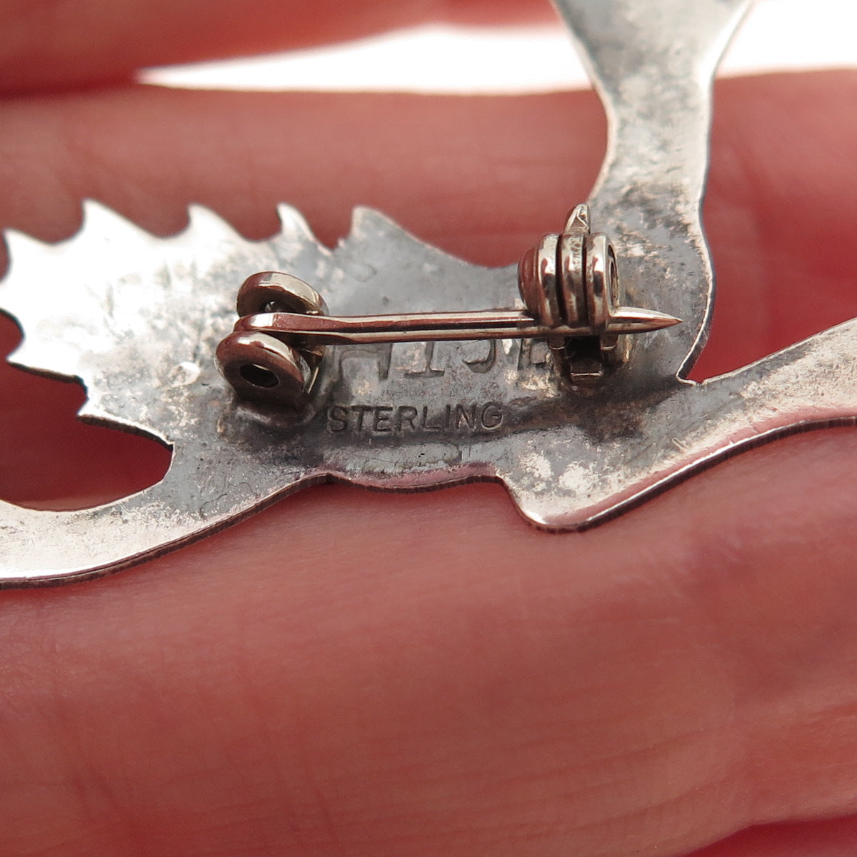 Handmade Indian Jewelry Old Pawn 925 Sterling Turquoise Roadrunner Pin Pendant