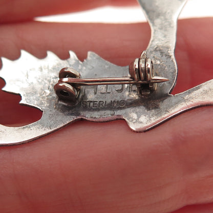 Handmade Indian Jewelry Old Pawn 925 Sterling Turquoise Roadrunner Pin Pendant