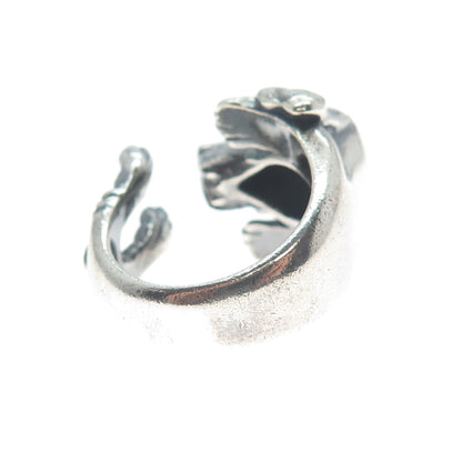 NOVE25 Sterling Silver Vintage Basset Hound Dog Adjustable Hug Ring Size 6.75