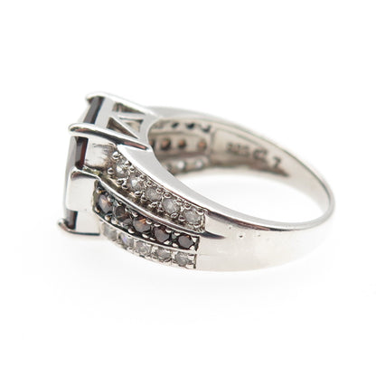 ROSS SIMONS 925 Sterling Silver Cognac & White C Z Ring Size 7